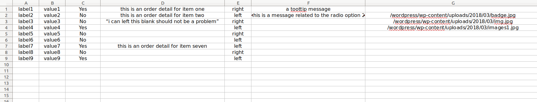 Radio Group Field List Items