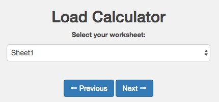Image from selecting excel worksheet for the calculator